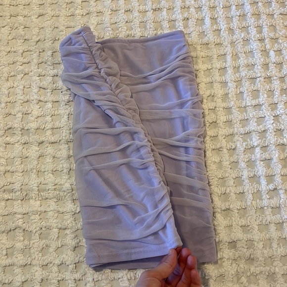 High Waisted Ruched Purple Bodycon Skirt - Picture 2 of 2